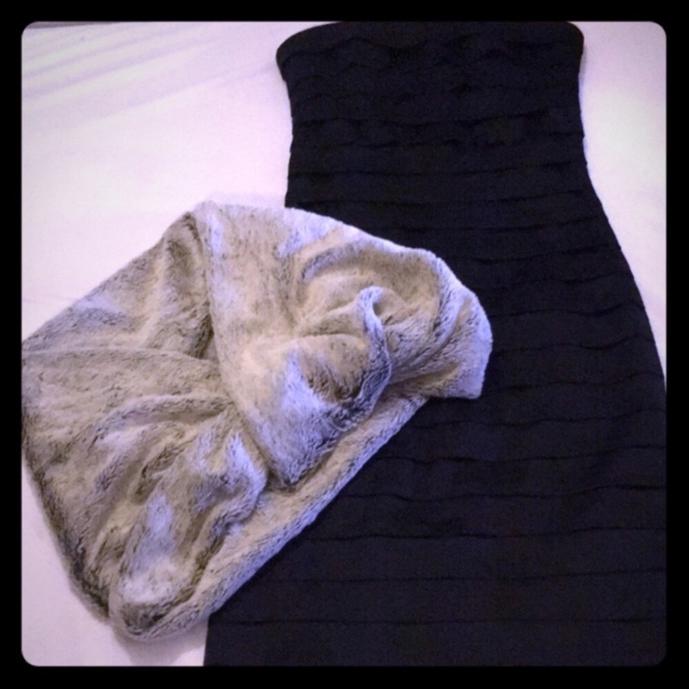 Faux fur shawl / shrug cream, ivory & gray colors